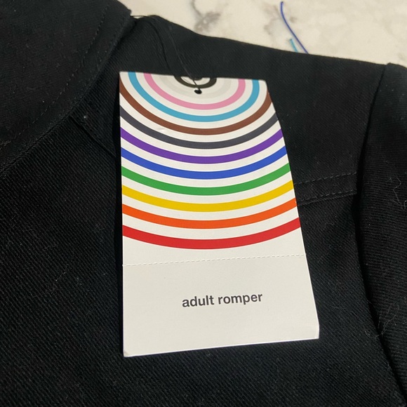 PRIDE Black Shorts Jumpsuit Romper Zip Front w Colorful Fringe Size S  NWT - Picture 4 of 13